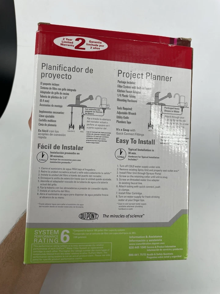 Du Pont Water Sink Side Mount Faucet Water Filter 200 Gallons Chrome - Image 2 of 4