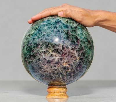 185MM Grüner Fluorit Heilstein Spirit Aura Chakra Stein Kugel Sphäre