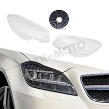 Left+Right Headlight Lens Cover For 2010-2014 Mercedes Benz W218 CLS350 CLS550