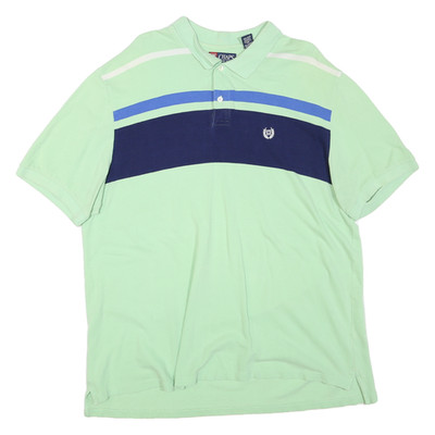 CHAPS Herren Grün & Blau Einfarbig Polohemd 2XL Baumwolle Blend Freizeit Kurz