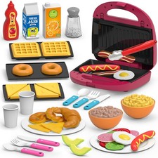 50Pcs Kids Pretend Play Breakfast Food Kitchen Toy Set Waffle Make Fast Ship