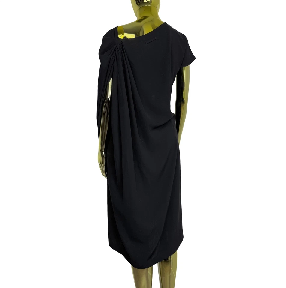 Jean Paul Gaultier Draped Toga Dress Black Asymmetric Size 42 - Image 3 of 4