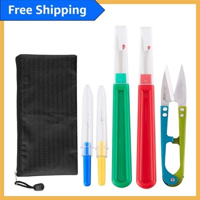Compact Seam Ripper & Skipping Scissors Set - Includes 4 Tools for Seam Stress