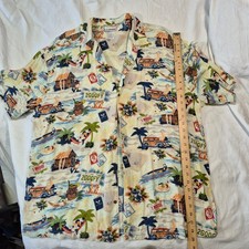 DISNEY RESORTS BUTTON UP HAWIIAN SHIRT TIKI CHARICTERS 100 RAYON VINTAGE LARGE