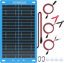 OYMSAE 12W Solar Car Battery Charger Portable 12V Trickle 12W, Blue 