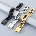 9" New MEN'S Stainless Steel HEAVY Polished Wide 17mm Cuban Curb Chain Bracelet