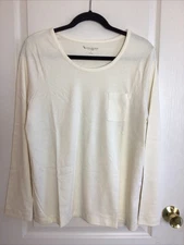 koolaburra by ugg Birch White Long Sleeve Scoop Neck Top W Pocket L