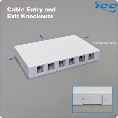 (LOT OF 42) ICC IC107SB6WH Surface Mount Box, 6 Port, White