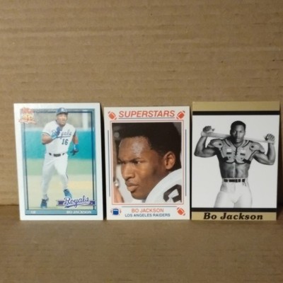 Topps 1990's MLB & NFL Trading Card Lot - Bo Jackson Royals & Raiders, 3 Cards