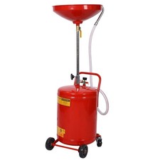 18 Gallon Waste Oil Drain Tank with Large Funnel Steel Tank Smooth Roll Casters