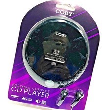COBY Portable Compact CD Player Ear Phones Slim LCD Display Anti Skip NEW