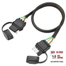4 Pin Trailer Wire Extension, 24 inch, 4 Way Flat Trailer Light Plug Connector