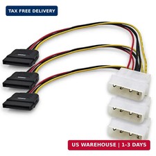 3 Pack 7.8" Molex 4 Pin to SATA 15 Pin Power Adapter Cable IDE to SATA