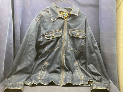 Vintage Duke Haband Denim Jacket Size Medium Aztec Blanket Lined Full Zip  Jacket