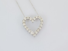 Diamond Accented Heart Necklace in Sterling Silver 18"