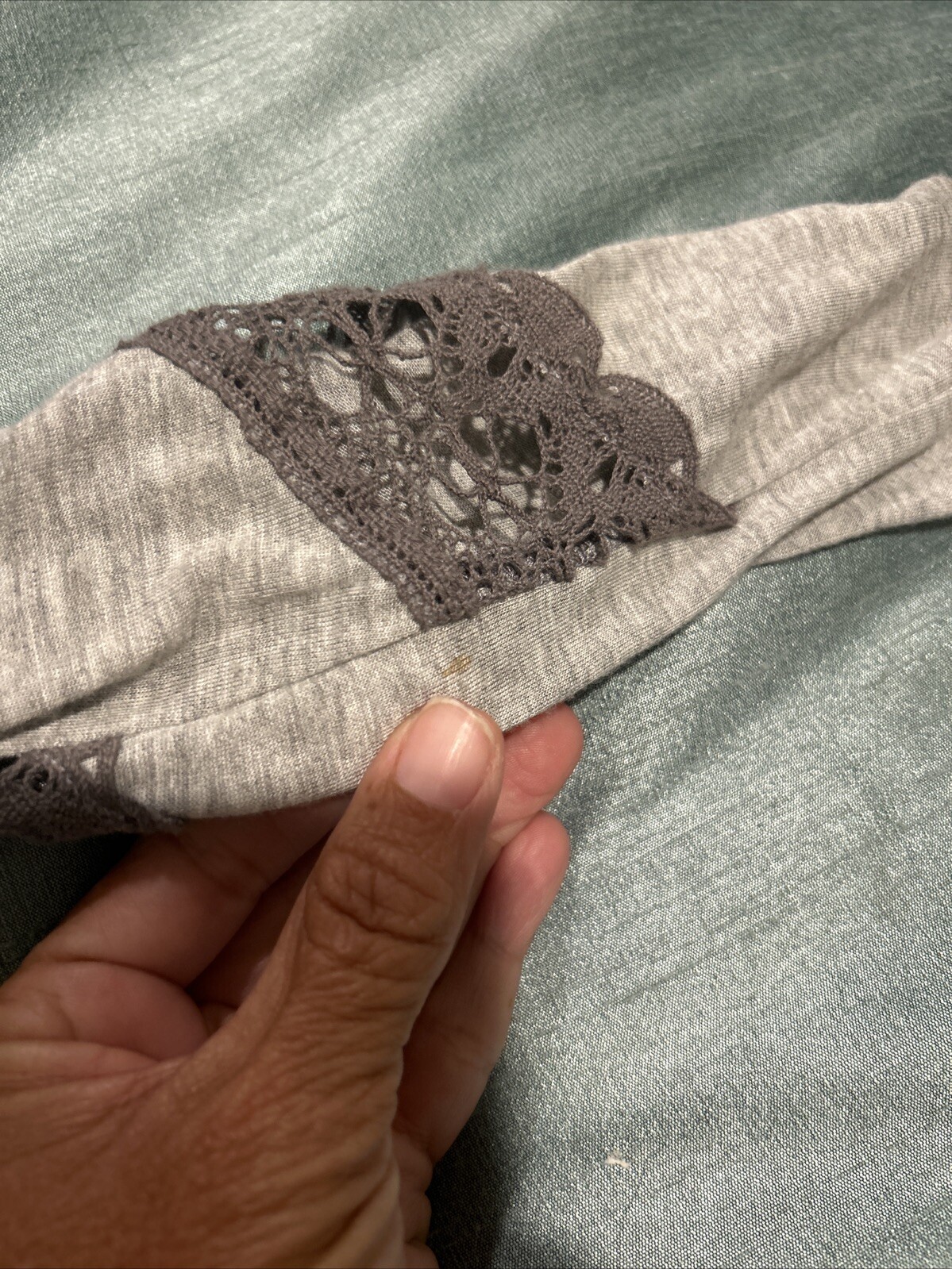 Anthropologie Tiny grey patchwork crochet lace wa… - image 9