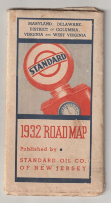1932 Gas Station Road Map Standard Oil / Esso , MD Del DC VA WV