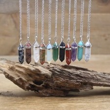 Unisex Healing Crystal Necklace Hexagonal Point Pendant Chakra Stone Jewelry 1Pc