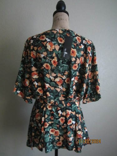 NWT Agnes Orinda Women's Top 3X Floral Short Sleeve Lightweight V Neck - Picture 5 of 21