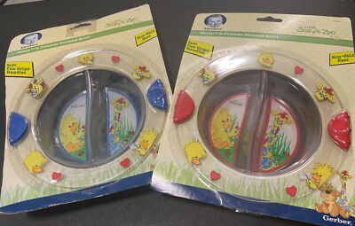 Little Suzy's Zoo DIVIDED BOWL DISH  ~ Pick Red OR Blue ~ Gerber Witzy & Friends