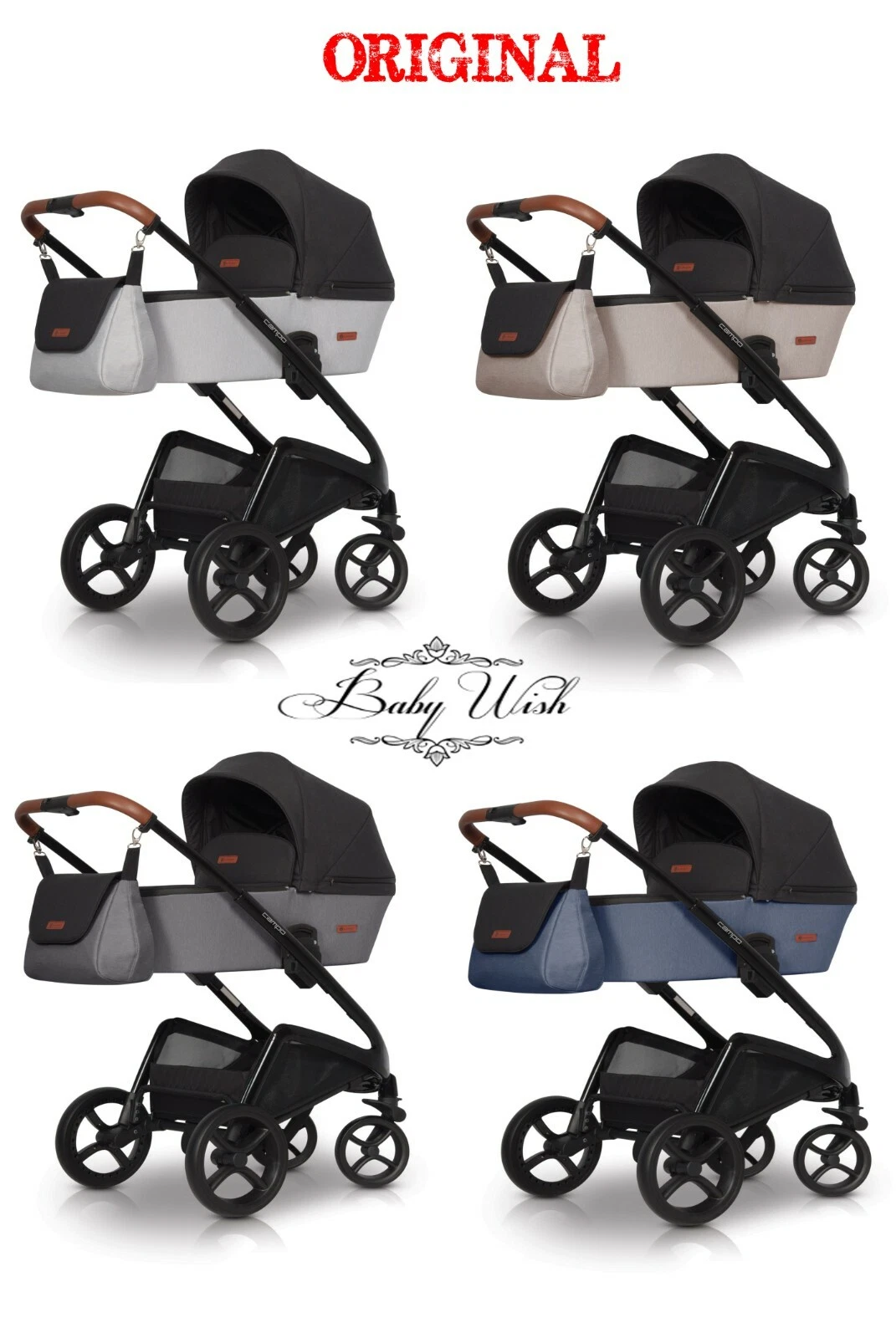 EUROCART CAMPO BABY GONDOLA CARRYCOT with bag + CAR SEAT
