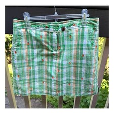 Vintage Shorts Skort 1980s IZOD GOLF Plaid Green size 8 Cotton Pastel Cute
