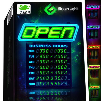 Led Open Sign with Business Hours   Stand Out with 1000 s Color Combos to Match