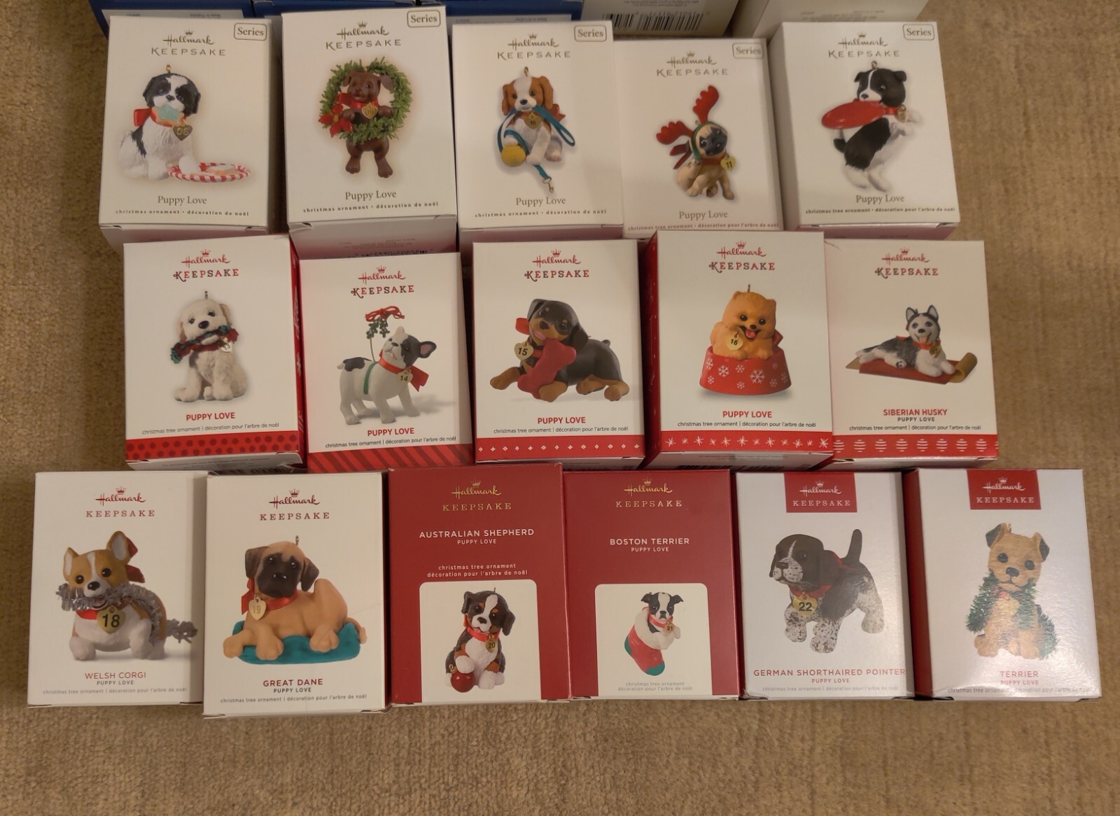 Lot of 33 Hallmark Ornaments Puppy Love Series 1991 2023 complete series eBay