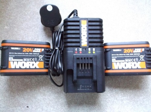 Brand New: Worx WA3551 20V 2.0Ah Batteries & Worx WA3860 Fast Charger | eBay