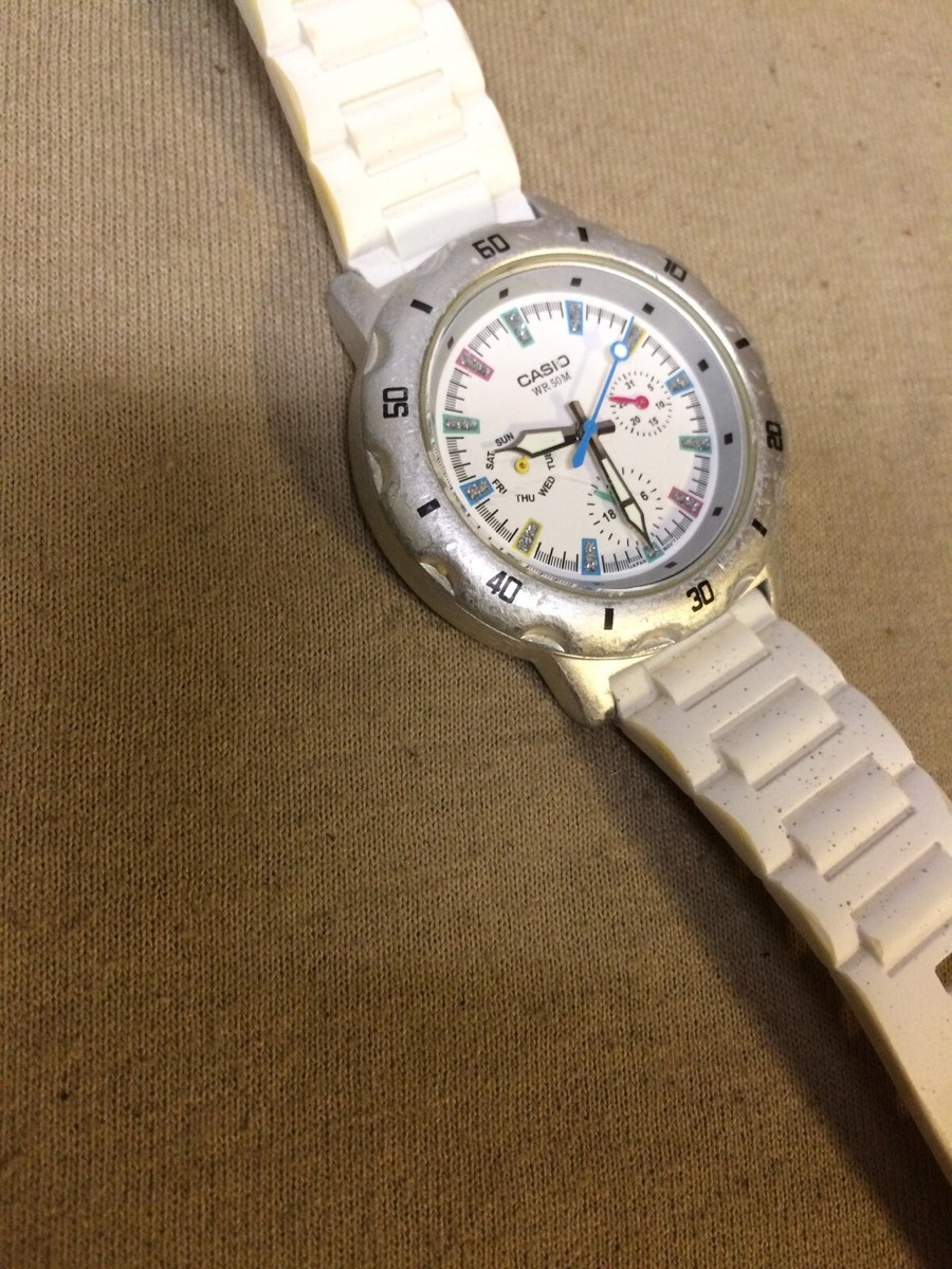 Ladies White Multi-function Casio Glitter Watch LTP 1328 | eBay display picture 2