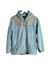 The North Face Oso Jacket Girls XL Blue Gray Soft Fleece Full Zip Hooded Jacket