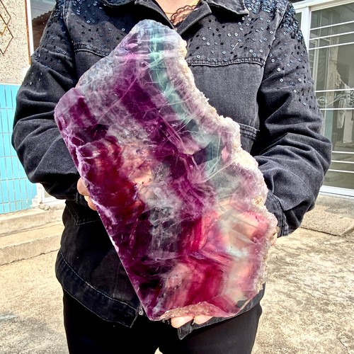 4.2LB Natural beauty, colorful fluorite crystals, rough sliced stone specimens- - Picture 8 of 18