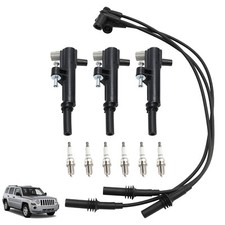 3x Ignition Coil+6x Spark Plug+3x Wire UF640 For Jeep Liberty 3.7L V6