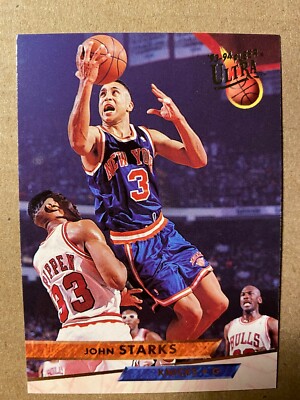 MICHAEL JORDAN on JOHN STARKS 1993-94 Ultra #132 CHICAGO BULLS NEW YORK  KNICKS
