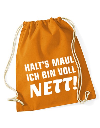 Shirtgeil Hipster Beutel Mit Spruch 'Halt's Maul, Ich Bin Voll Nett' – Turnbeutel Aus Baumwolle