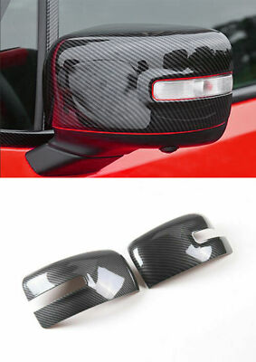2PC Door Rear View Side Mirror Covers Trim Carbon Fiber For 2016+ Jeep Renegade 