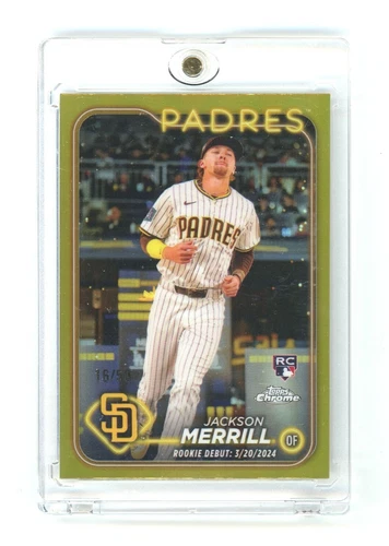 JACKSON MERRILL 2024 TOPPS CHROME UPDATE GOLD REFRACTOR ROOKIE #USC57 16/50 (RC)