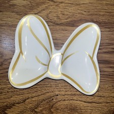 Disney Minnie Mouse White Gold bow trinket dish Typo