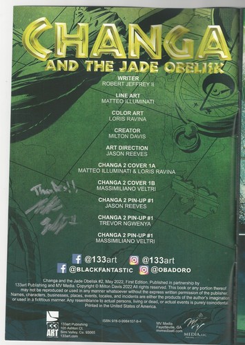 Robert Jeffrey II - 3er Set signierte Comics; Changa und der Jade Obelisk 1-3 - Bild 4 von 6
