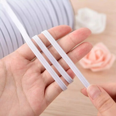 6mm Weiß Stretch Elastisch Flach Gummikordel Taille Nähen Bänder Bündchen Gewebt
