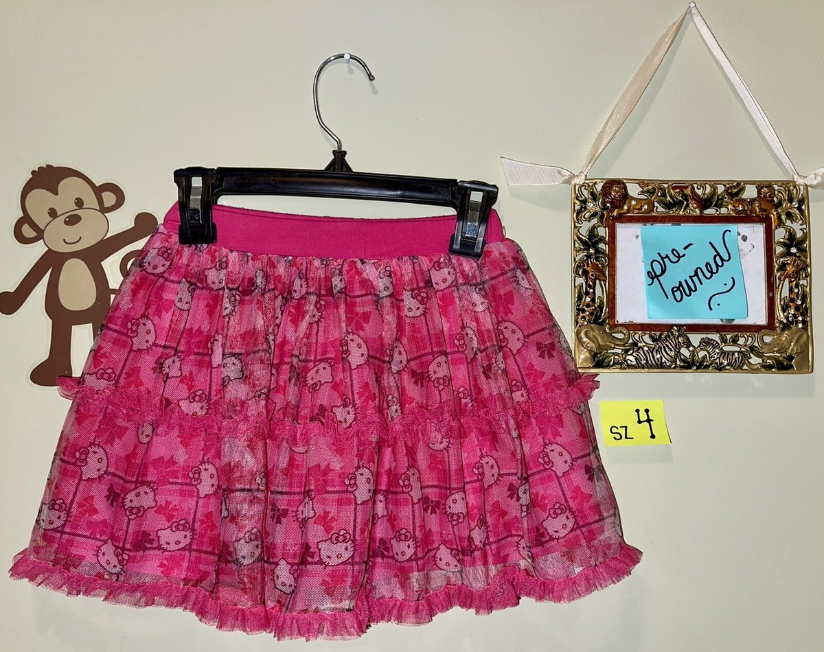 GUC GIRLS HELLO KITTY SKIRT PINK MESH WITH RUFFLES UK