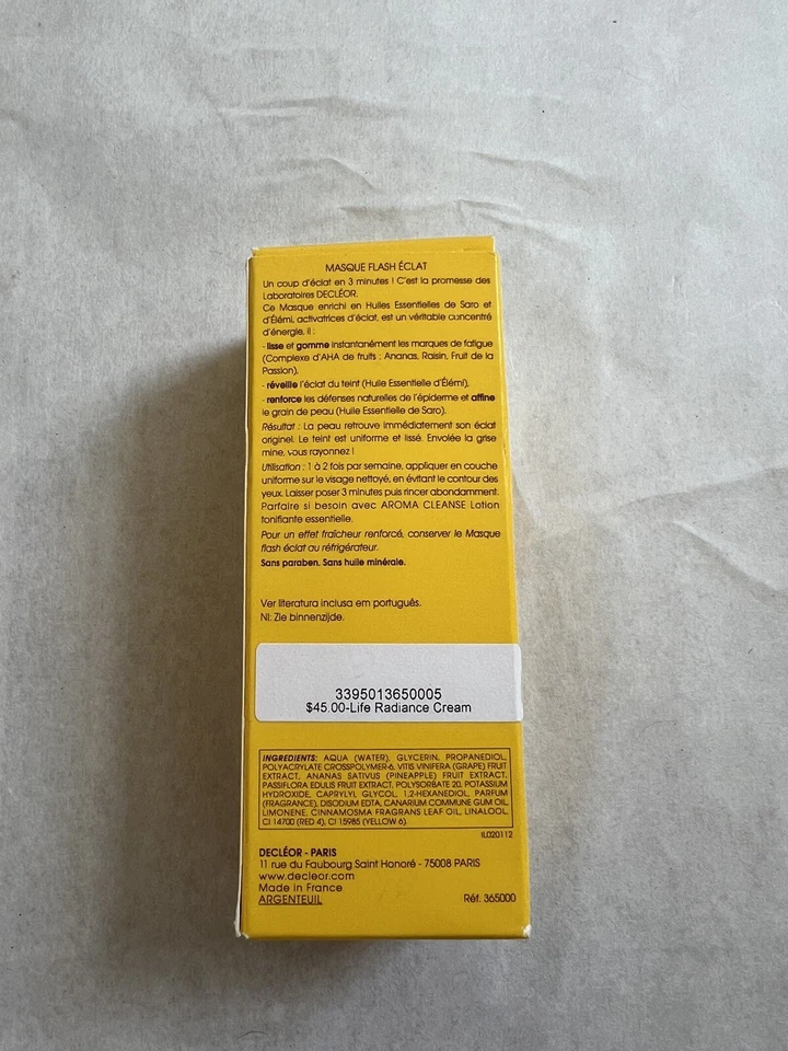 Máscara Flash Decleor Life Radiance con Saro ilumina la piel 1,69 oz/50 ml nueva en caja Foto 3 de 4