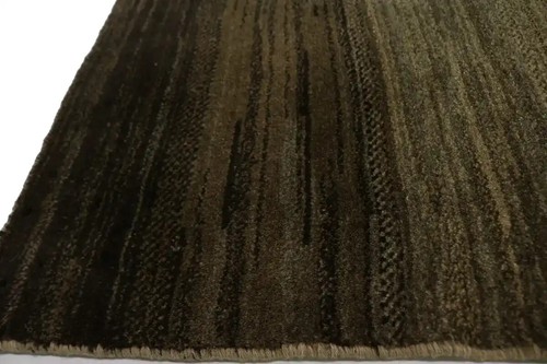 Hand-Knotted Contemporary Gabbeh Wool Oriental Rug Striped Design 5'8X7'6 ft - Picture 8 of 13