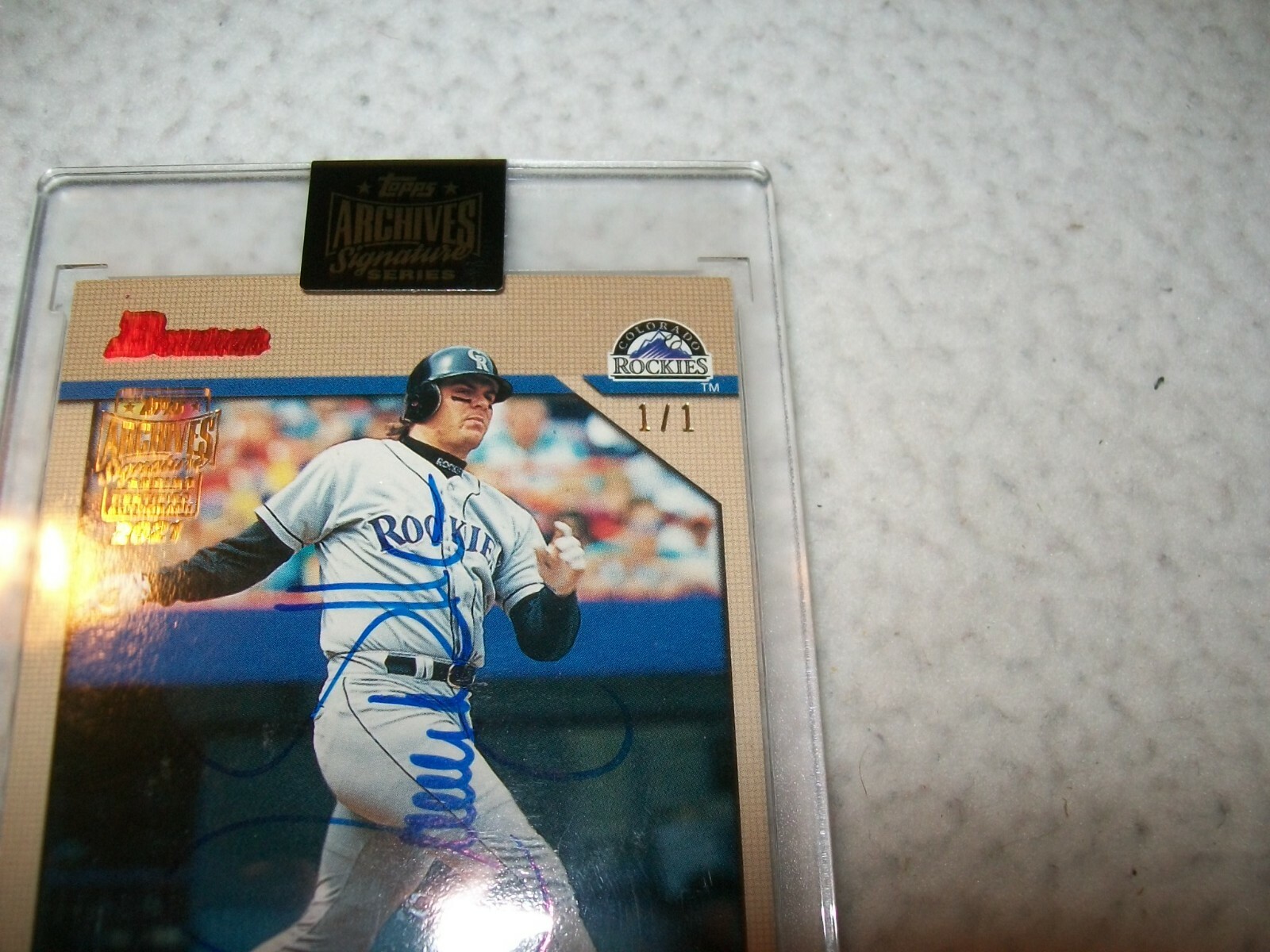 2021 TOPPS ARCHIVES 1996 BOWMAN LARRY WALKER AUTO SIGNED #D1/1 COLORADO ROCKIES view 2
