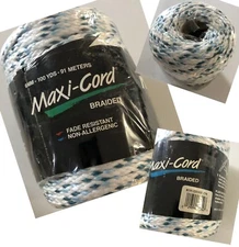 NEW Maxi-Cord 6mm Braided Polypropylene Blue & White Macrame Cord 100 Yds