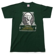 Vtg Jerzees Bureau of Engraving and Printing Mens Small Green T Shirt USA Made