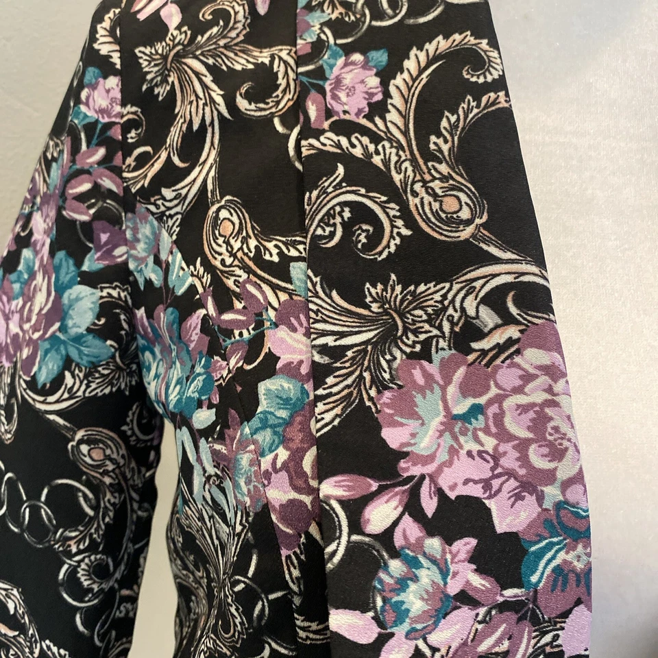 Bisou Bisou Cropped Tuxedo Jacket Blazer Black Purple Baroque Point Lapel Small - Image 4 of 4