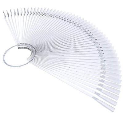 100 Clear Fan-Shaped Nail Display Tips with Ring Holder Nail Art Tips