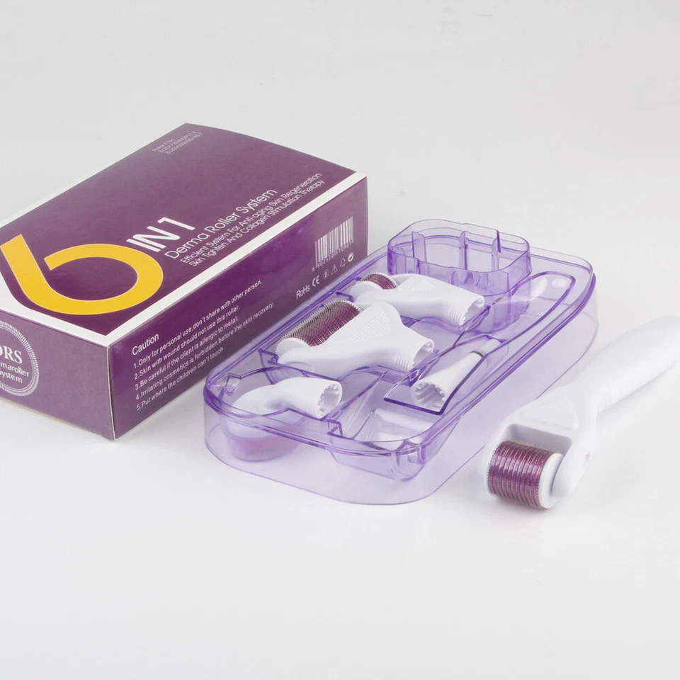6合1 Derma Roller护肤套装钛合金适用于身体、脂肪团、皱纹、痤疮 — 第 3/4 张图片