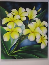 Quadro batik dipinto a mano cm120x100 decorazione parete etnico Fiori Frangipani